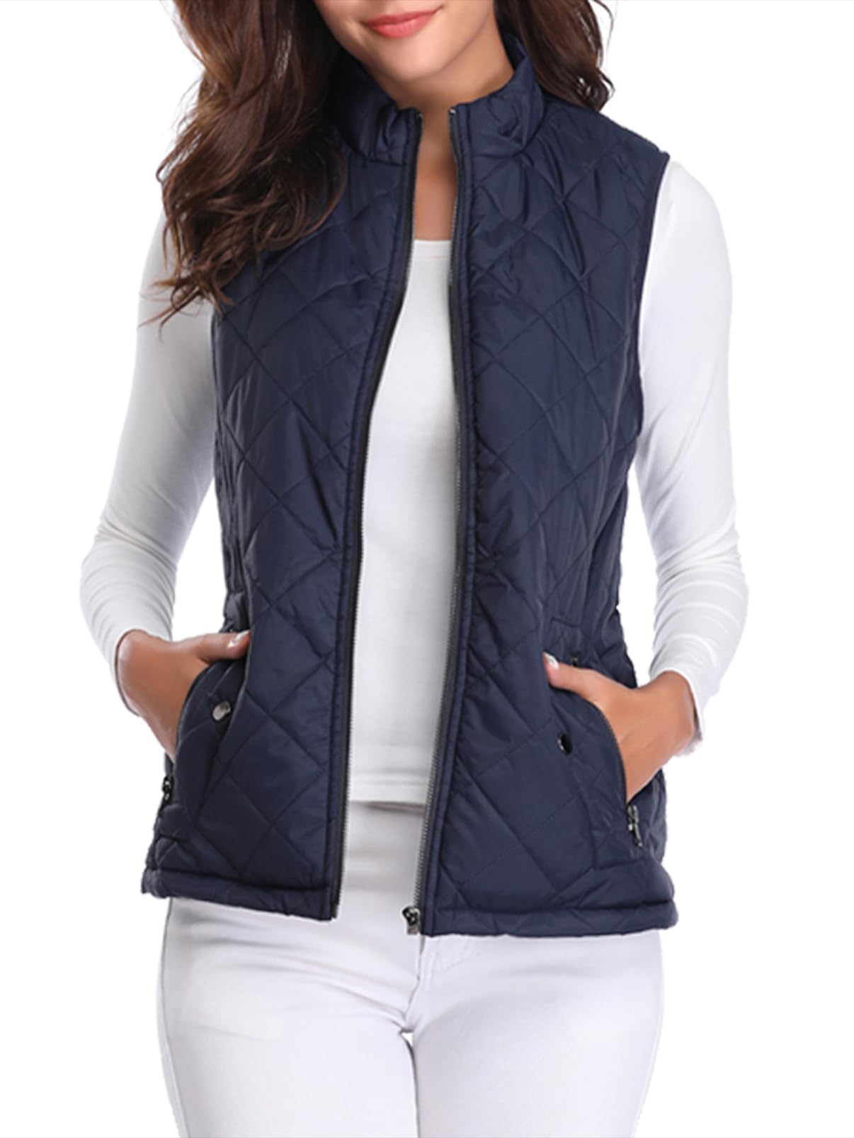 fuinloth Gilet Donna Smanicato Primaverile Autunno Invernale Panciotto Dritto Giacche Leggeri Senza Maniche Giacca