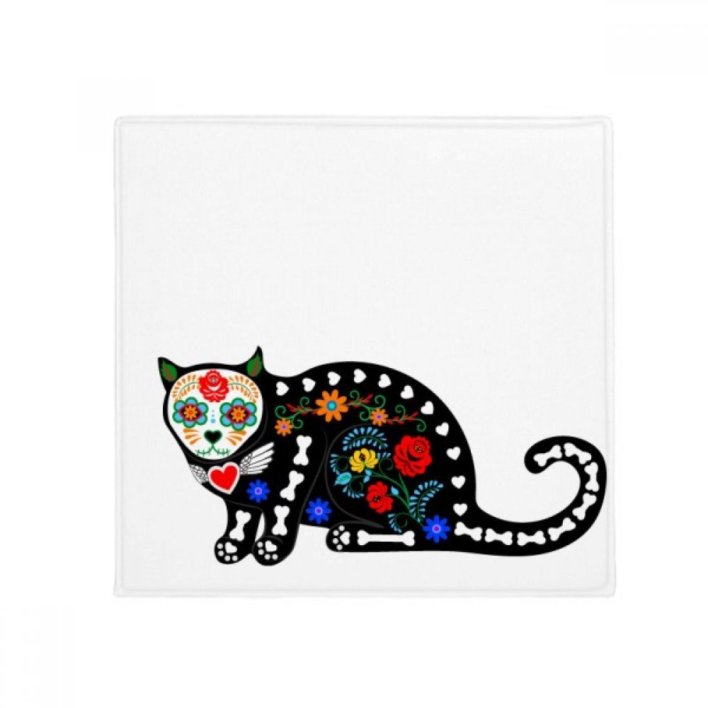 Tapis de sol chat noir carré 80 cm antidérapant cuisine entrée et animaux domestiques