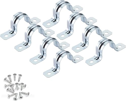 Miniatura 3 de Wideskall 34" de pulgada de tubo de tubería resistente de acero para conducto de acero con abrazadera de correa en U con tornillos (paquete de 4)