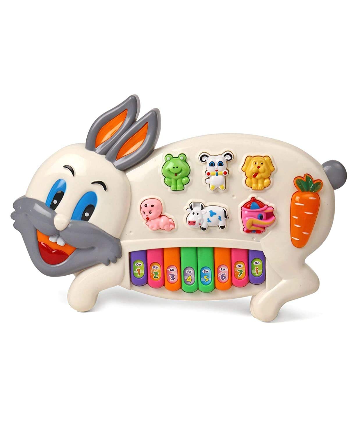 Zest 4 Toyz Musical Rabbit Piano Toy with Flashing Light & Sound for Kid, Early Development Musical Toy- Assorted (Pack of 1)