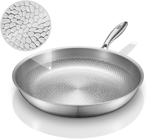 Titanium pans for cooking Non Stick,12" Uncoated Hammered titanium pro