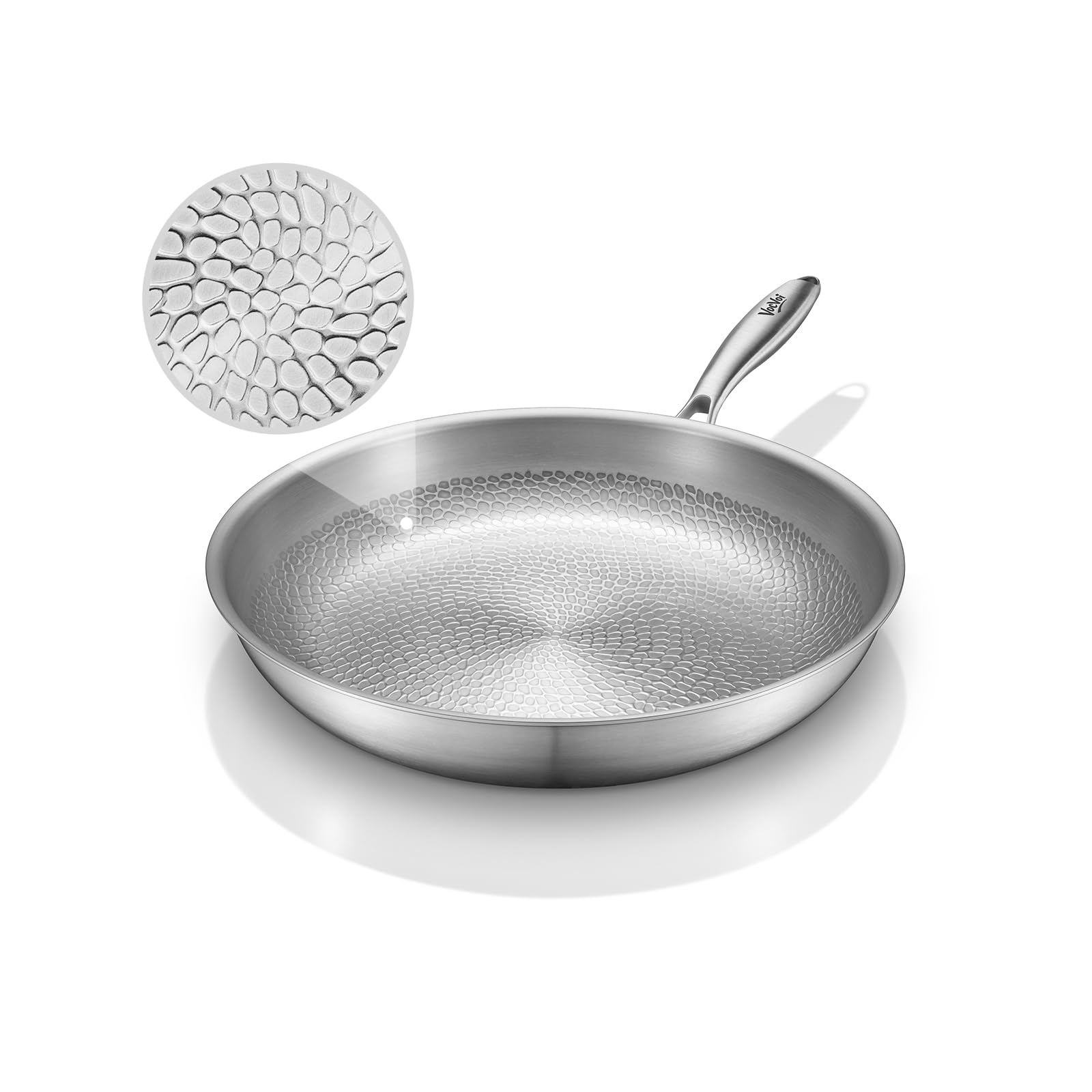 VocVoi 12 Inch Uncoated Hammered Titanium Pro Frying Pan