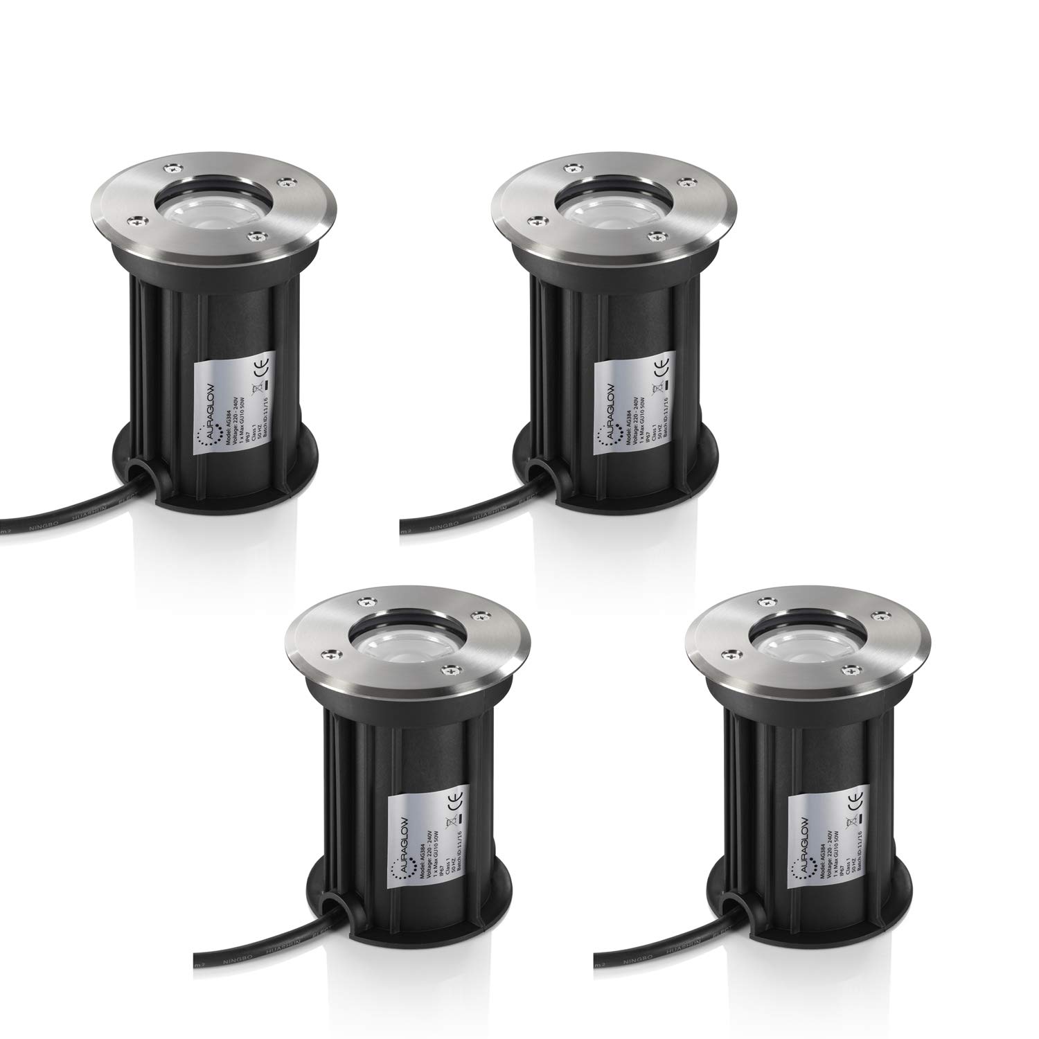 Auraglow Spots de Sol Encastrables GU10 IP67 Carrossables, Lot de 4