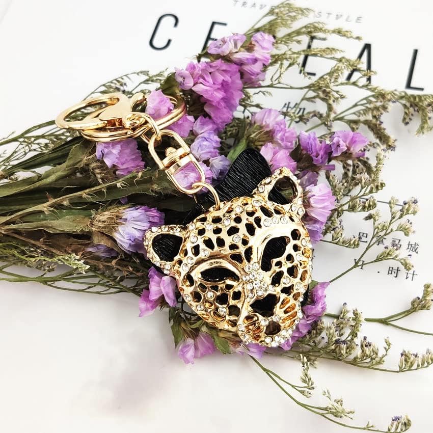 Leopard Rhinestone Keyring & Charm Pendant for Purse, Car Bag, Phone - Crystal Leopard Keyring Decoration for Women - Image 4
