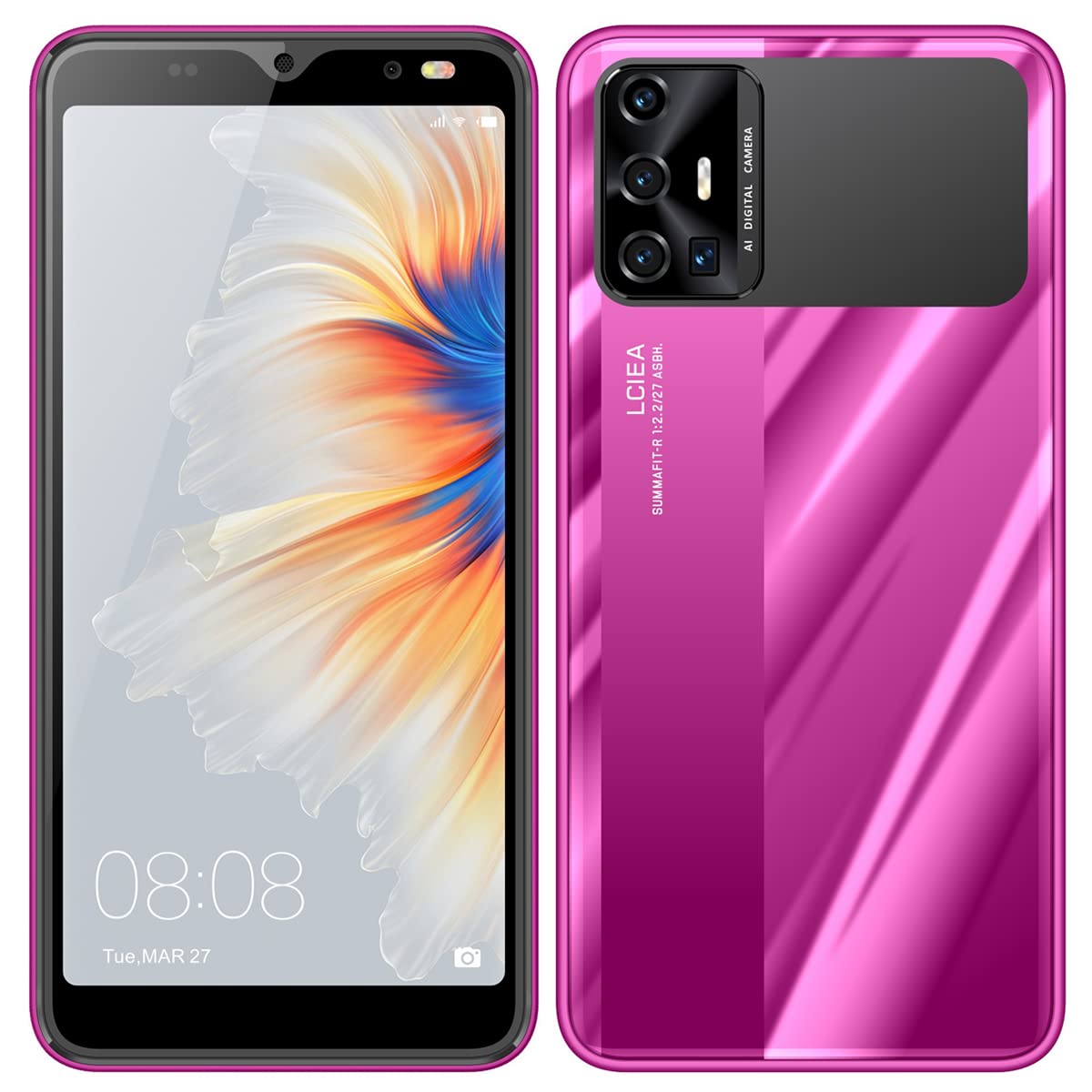 Sim Free Mobile Phones Unlocked, Basic Android Phones, 5.5 Inch HD Touchscreen, 5MP+2MP Dual Cameras, 2800mAh,Wifi, Bluetooth, GPS Cell Phones (X7Pro-Rose Red)