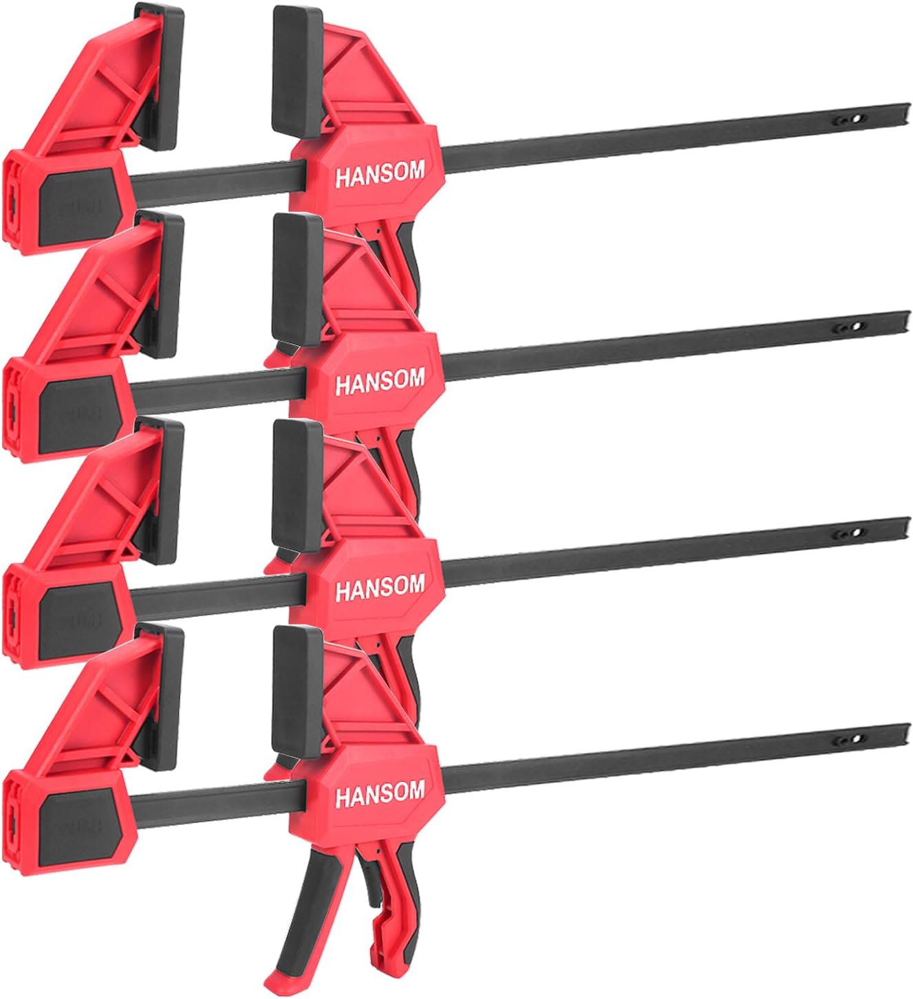 Upgraded 4-Pack 24 Inch Woodworking Clamps,Bar Clamps Heavy Duty 350LBS Throat Depth 3-1/3”,One-Handed Quick Grip/Spreader Wood Clamps Set with Quick Change Button