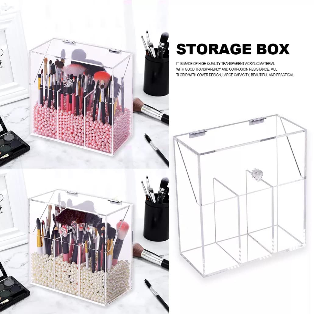 Porta del pennello per trucco con coperchio Clear Clear Acrilic Crackup Organizzatore Scatola di stoccaggio della spazzola cosmetica, Porta del pennello per trucco