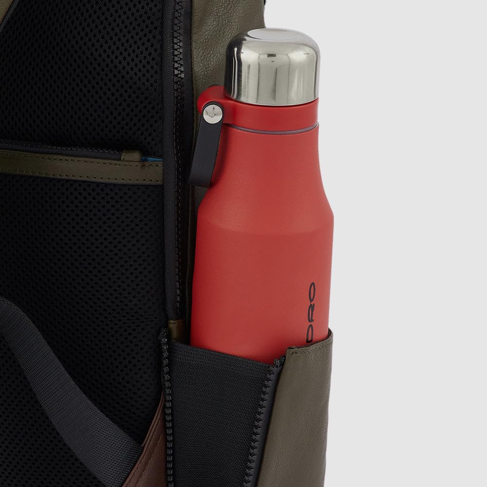 PIQUADRO - Zaino PC 15,6" e Tablet 12,9" Pelle - Uomo - Nero | Spallacci imbottiti, Doppio alloggio device, Vani organizzati, Ufficio, Business