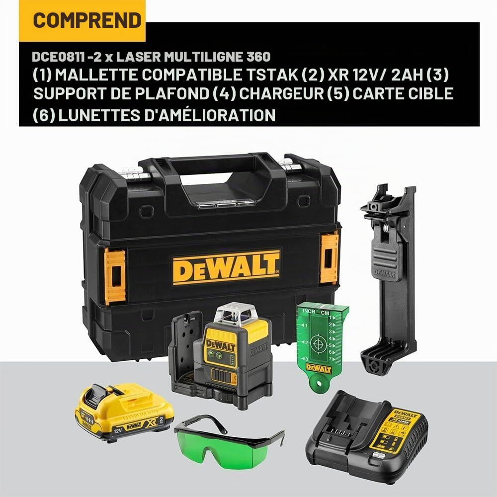 Dewalt - Niveau laser 2 x 360° 12V faisceau vert - DCE0811D1G-QW