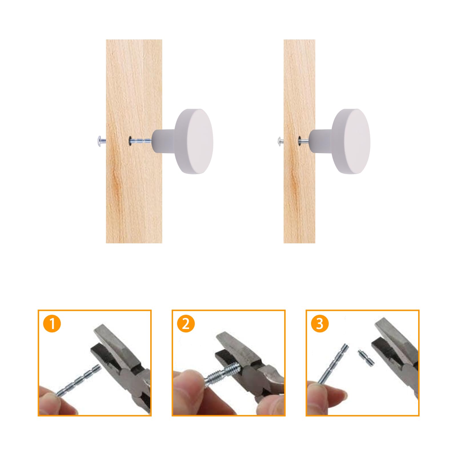 8-Pack White Cabinet Knobs – Round Dresser Drawer Knobs, 1.14" Diameter, Single Hole, Stainless Steel For Kitchen, Wardrobe, Bookcase