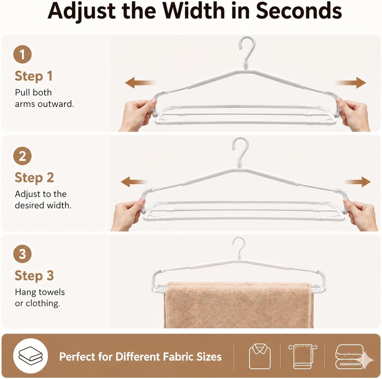 Retractable Bath Towel Hangers 5 Pack,Foldable Adjustable Clothes Hangers, Extendable from 14.2" to 23.6",360° Rotating Hook,Space Saving Drying Hanger for Bathroom, Laundry Room,Apartment, Hotel