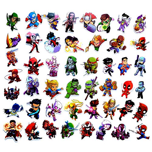 HUASAI Superhero Stickers for Hydro Flask, 100 Pcs Waterproof Vinyl Stickers for Laptop, Luggage, Skateboard, Water Bottles, Bicycle, Guitar, Phone,Trendy Aesthetic Stickers for Kids, Teens