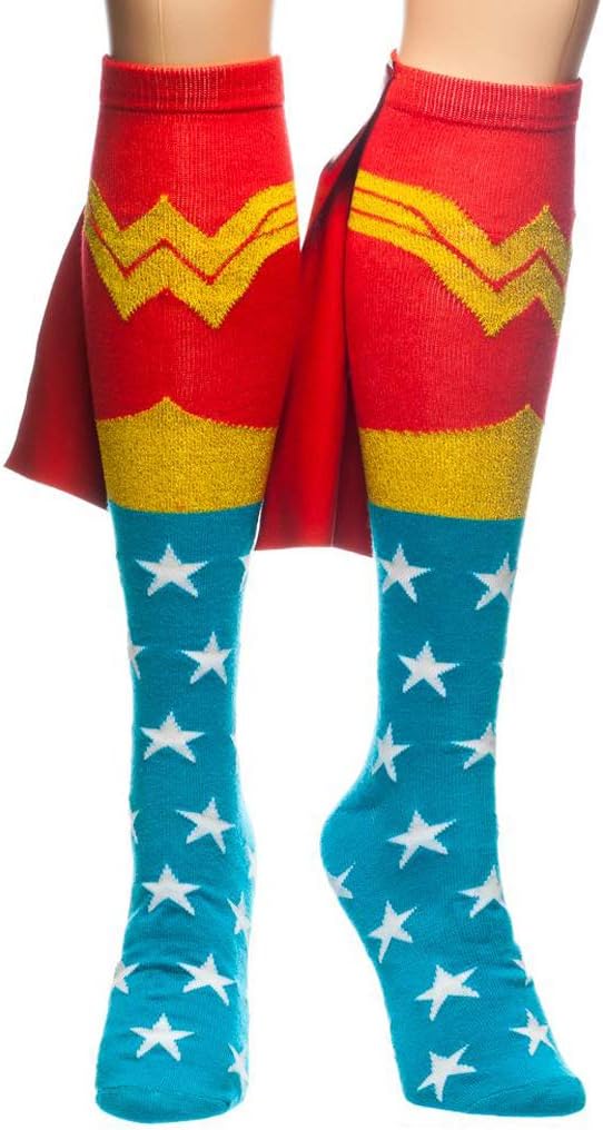Bioworld Wonder Woman Knee High Cape Sock, Red, One Size