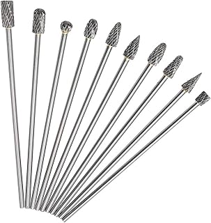 Carbide Burr Set, Long Shaft Tungsten Carbide Burrs Set Kit, Long Shank Tungsten Carbide Burr Set 6mm Shank Die Grinder Burr Set for Metal 6-Inch Length 10 PCS