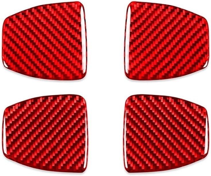 Real Carbon Fiber Interior Decoration Cover Sporty Woven Pattern Self-Adhesive Sticker Trim Compatible with Jeep Wrangler 2018-2020 (Red Real Carbon Fiber, Inner Door Bowl Stickers 4pc)