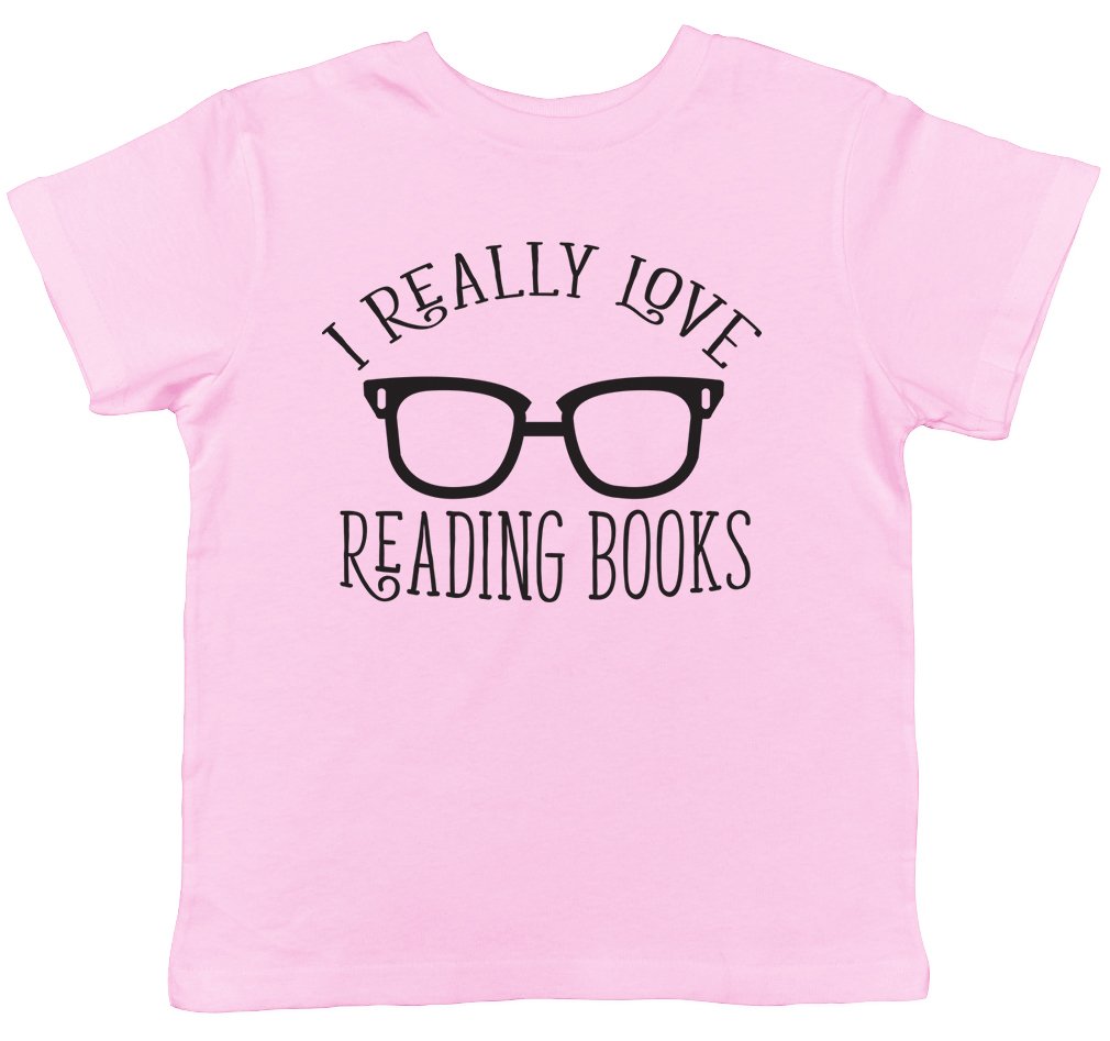 Shopagift Boys Light Pink I Really Love Reading Books Childrens Kids Short Sleeve T-Shirt