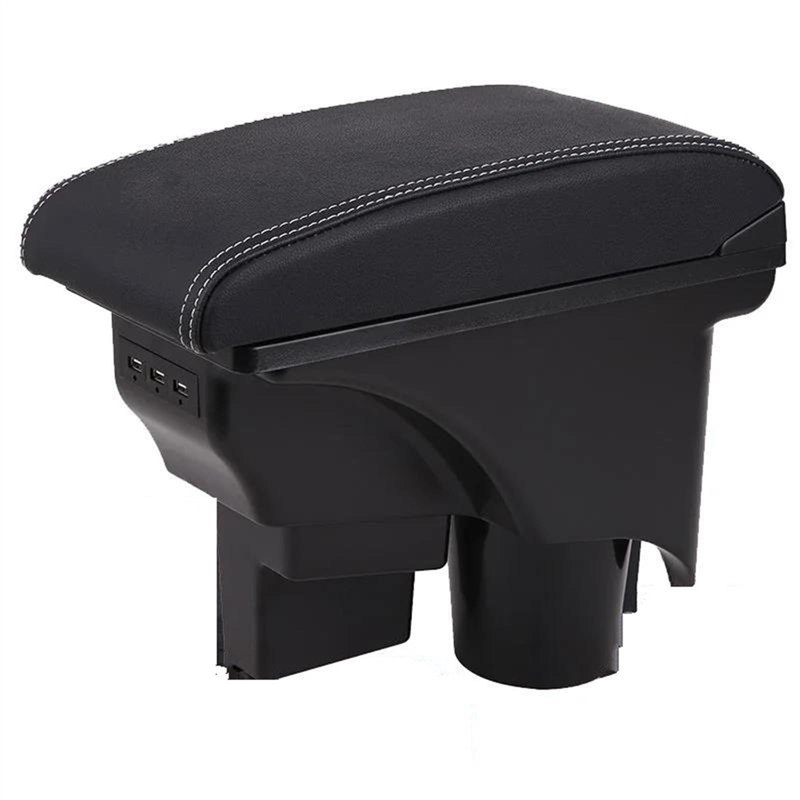 NMJLQW Storage Rack PU Leather Double Layer Car Center Console Armrest Storage Box For Scirocco For Sagitar For Golf 6 5 Mk6 MK5 For Jetta 5(B3 White line Corium)