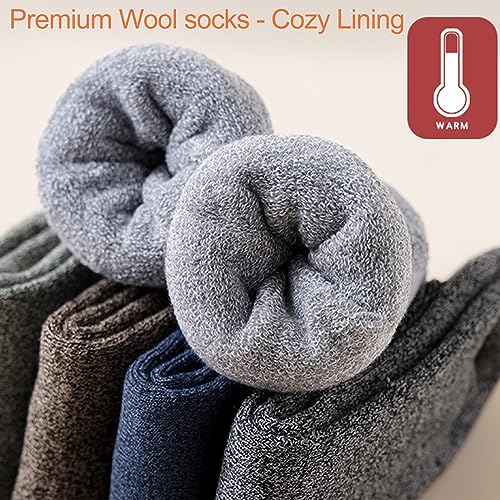 Image of VoJoPi Winter Thermal Socks for Women - 5 Pairs Thick Warm Ladies Cozy Wool Crew Boot Socks, US 5-10