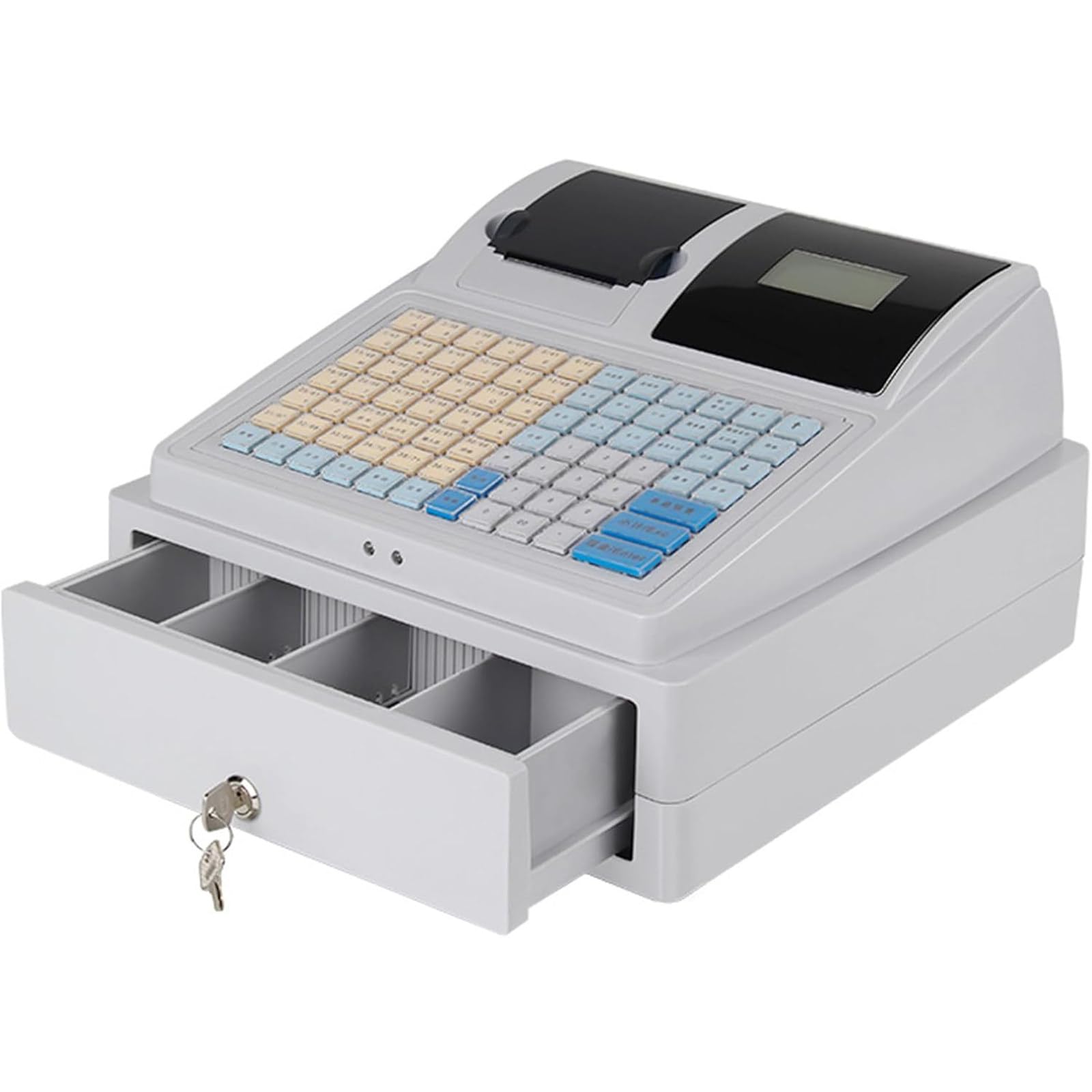 Elektroniczna kasa fiskalna Elektroniczny system POS,81 klawiszy kasowych dla małych firm,8 cyfrowych LED komercyjnych kas fiskalnych z szufladą,olejoodporna sklepu/rynku/centrum handlowego