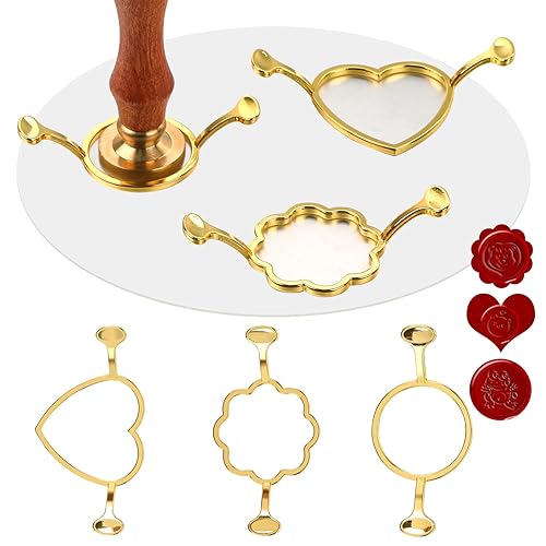3 moldes de metal para sello de cera, anillos redondos de sello de flor y corazón para invitaciones de boda, sobres, tarjetas, embalaje de vino