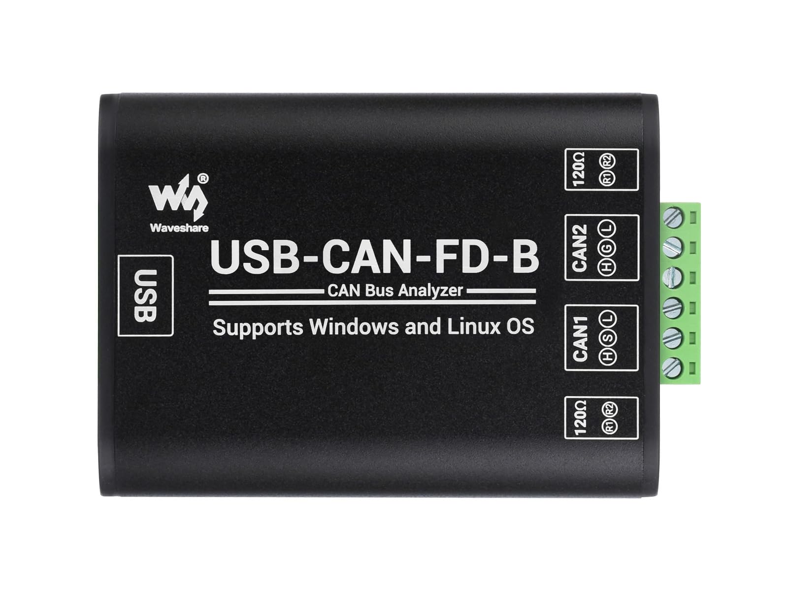 Waveshare Industrial Grade Can/Can FD Bus Data Analyzer, USB to Can FD Adapter, Can/Can FD Bus Communication Interface Card, Can/Can FD Protocol Data Analyzer, Support Windows and Linux