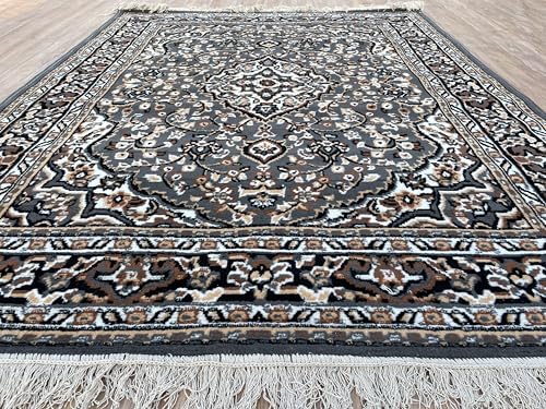 Image of Sifa Carpet Floral Design Acrylic Carpet for Living Room- 6x8 Feet (180x230CM Grey Color)