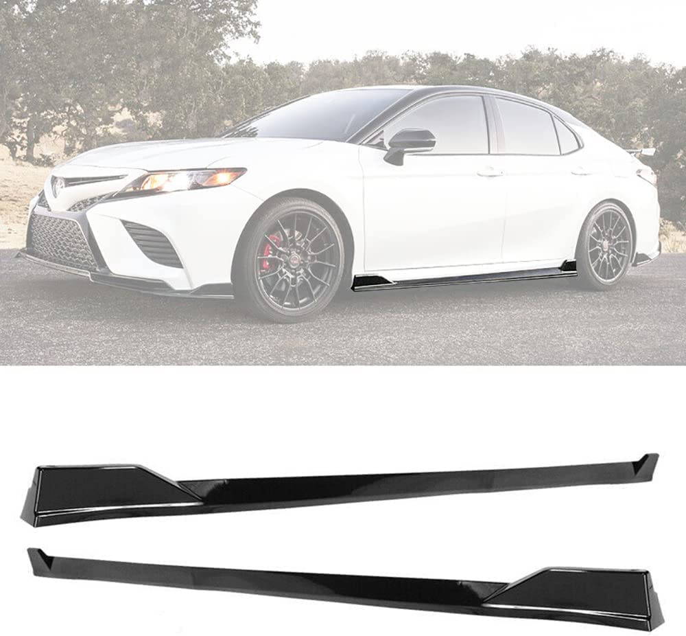 Side Skirts Extensions Compatible with 2021+ Camry, Rocker Panel Lip Splitters Glossy Black