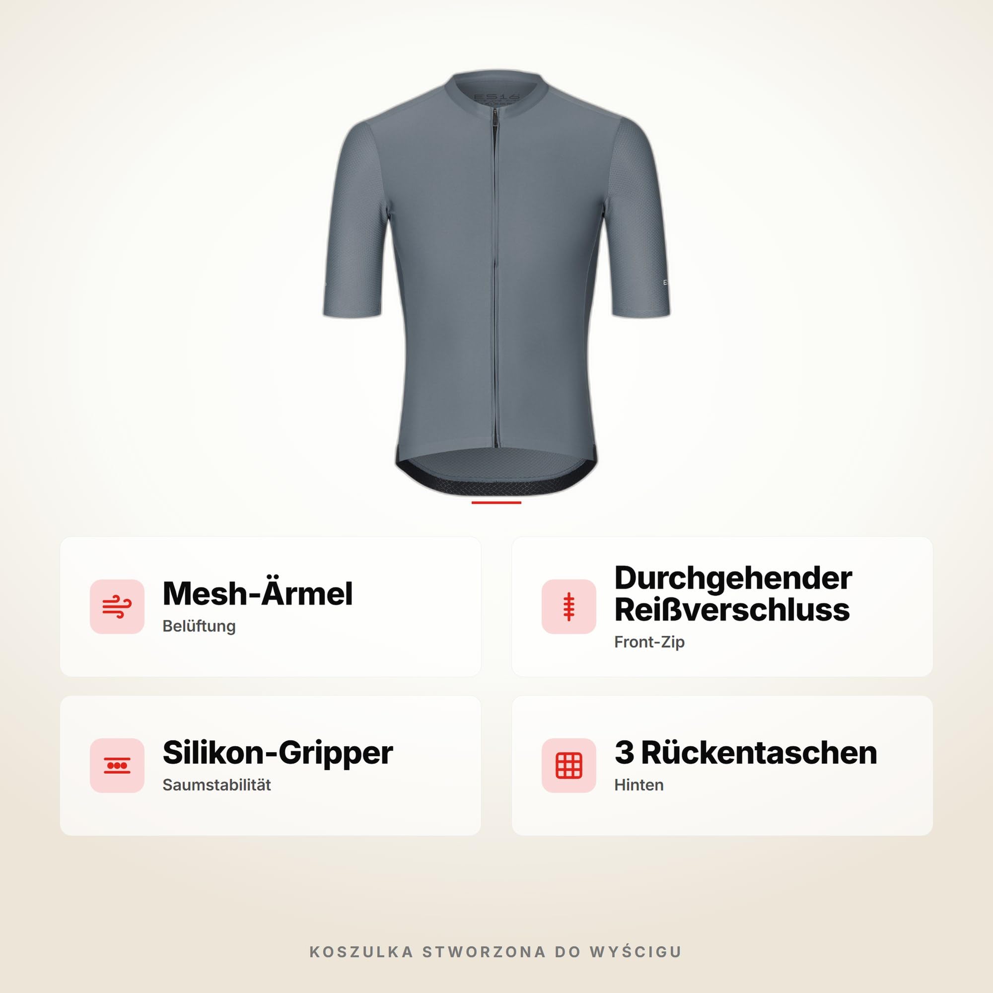 Koszulka Kolarska Męska | Premium Cycling Jersey z Rękawami Mesh, Krojem Race-Fit i Zamkiem – Oddychający Poliester na Rower Szosowy i Triatlon