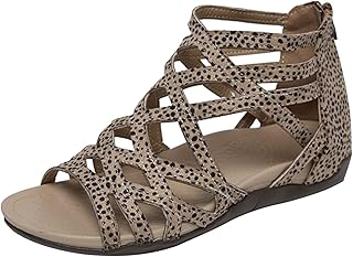Damen Sandalen Leder Bequem, Römersandalen Flach Sandaletten Fischmaul Riemensandale Atmungsaktiv Freizeitsandalen Bequeme Outdoorsandalen Leichte Trekkingsandalen Weich Flache Sandalen