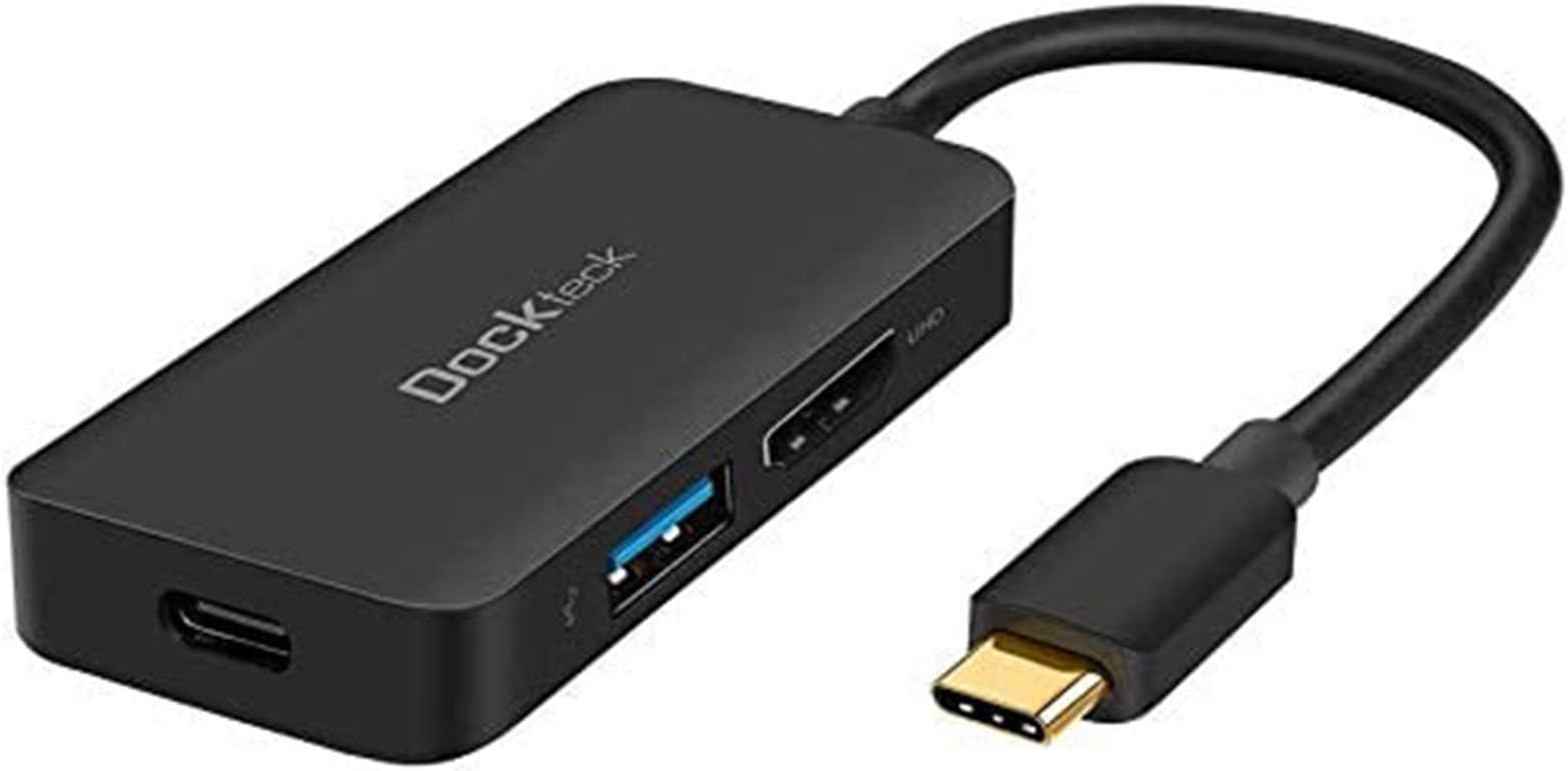 dockteck USB C HDMI Adapter 4K@60Hz HDR, 3 in 1 Dongle with HDMI 4K, USB 3.0 and 100W PD, Multiport USB C Hub Adapter for MacBook/Pro/Air, iMac, XPS, New iPad Pro 2020/2018 and More