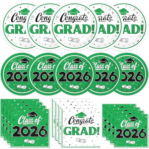 Graduation Paper Plates and Napkins Class of 2026 Party Supplies 50 Guests