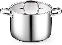 Vista 11 de Cook N Home Olla de Acero Inoxidable con Tapa de 6 Cuartos, Olla de Sopa Tri-Ply Clad, Olla de Cocción por Inducción, Plateado