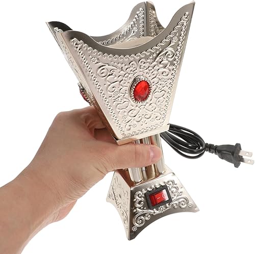 Miniatura 5 de Quemador eléctrico de Oud portátil, quemador de incienso de metal, antigüedad, soporte para incensario de escritorio, centro de mesa