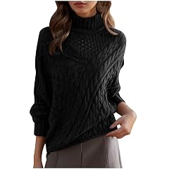 Womens Sweaters Pullover Knit Sweater Turtleneck Long Sleeve Cable Knit Shirts Casual Hollow Out Solid Fall Fashion