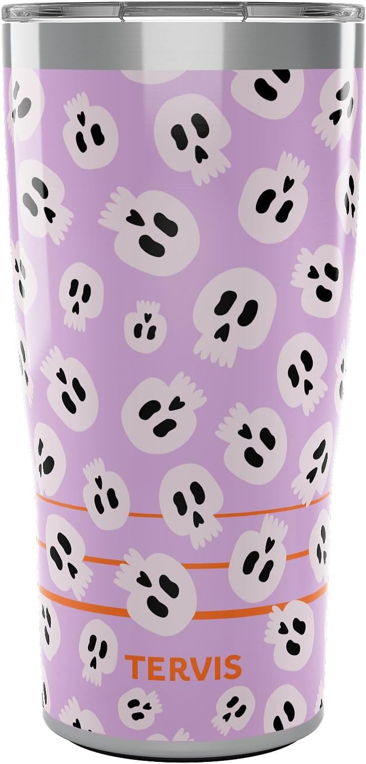 Tervis Traveler Skullicious Triple Walled Insulated Tumbler Travel Cup Keeps Drinks Cold & Hot, 20oz, Stainless Steel