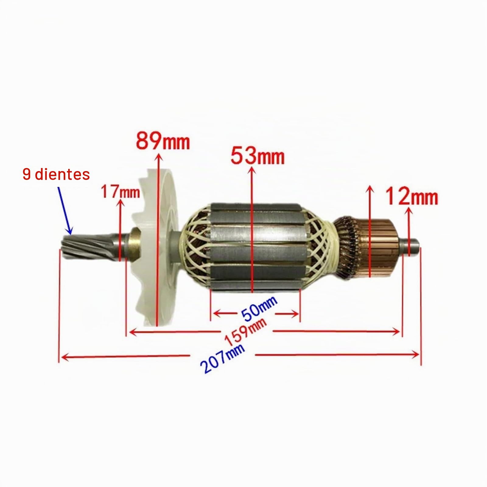 Rotor De Armadura, Rotor De Motor De Martillo Demoledor De 220-230 V CA, Compatible Con Hitachi, 9 Dientes For Accesorios 360286E H65SB2 H65SD2 H65SD H70SD H70SA