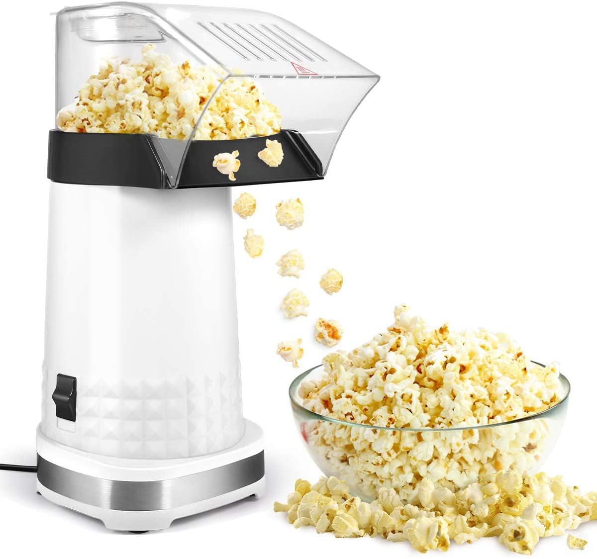 Hot Air Popcorn Popper, High Popping Rate Popcorn Maker Machine with Measuring Cup Etl Certified, 2 Minutes Fast Making, BPA Free, DIY Flavors, No Oil, Air Popper Popcorn Maker for Home Movie Night