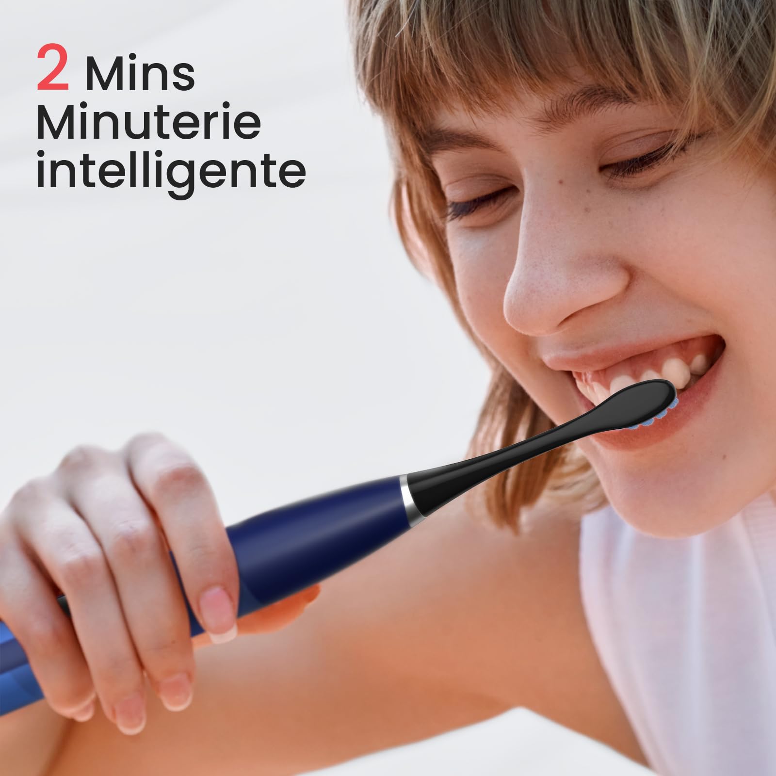 Oclean Brosse à Dents Électrique TravelGo FlowSet, Autonomie de 180 jours avec 6 Brossettes et 5 Modes, Brosse à Dents Sonique, Minuterie & Rappel 30s, 1 Étui Voyage, Set Bleu