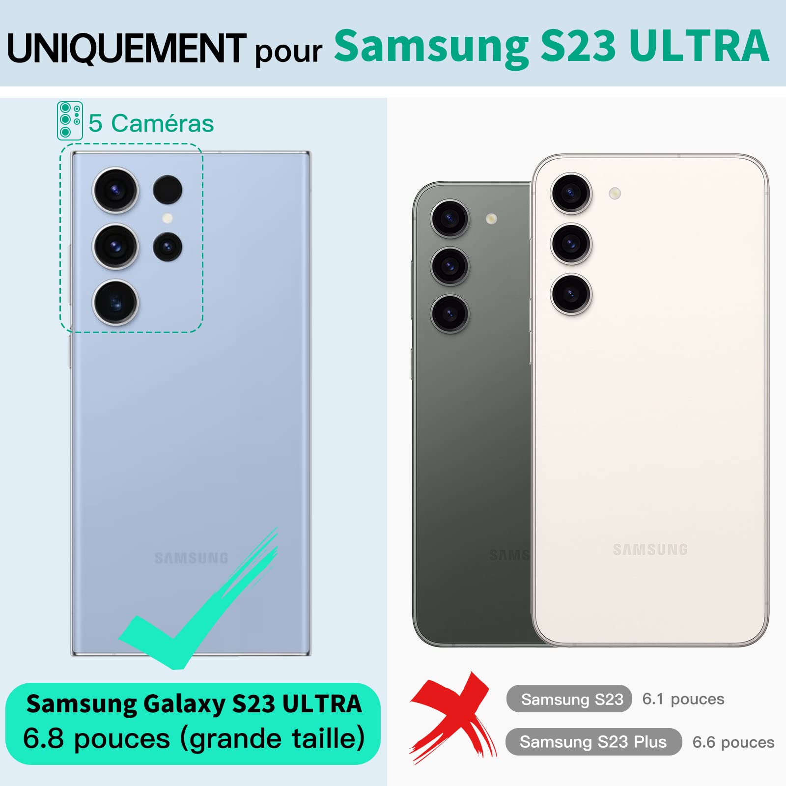 Beeasy Coque pour Samsung Galaxy S23 Ultra 5G – IP68 Étanche + Protection Militaire 360°, Antichoc & Antipoussière, avec Verre Trempé Écran et Caméra – Noir