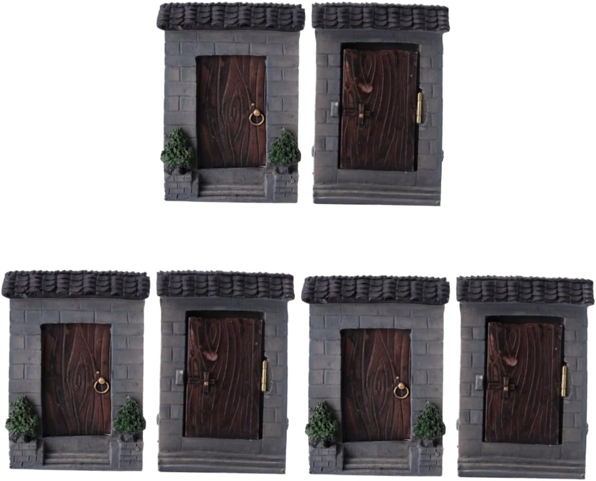 Yardwe 6pcs Miniature Open and Close Door Decor Creative Mini Courtyard Adornment for Boys and Girls Playroom Unique Natural Scenery Crafts for Home Decoration