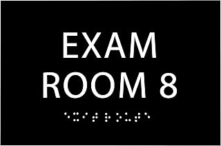 6" X4" Exam Room 8 Sign - ADA Compliant Tactile Graphics Grade 2 Braille Text Acrylic Wall Signs - Educational Institution Directional Assistance Test Center Door Sign for Schools
