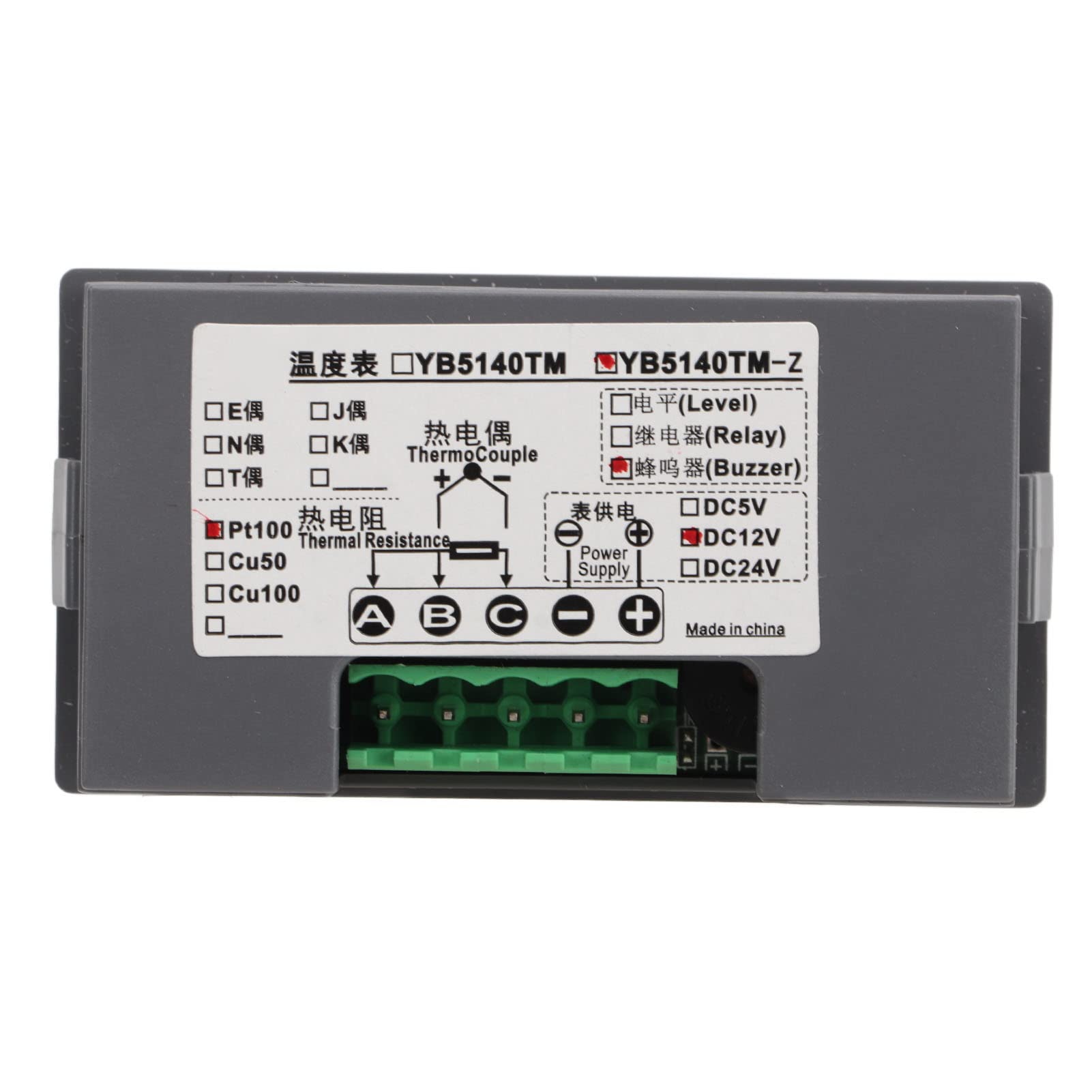 Digital Temperature,DC12V LED Digital Temperature Monitor Meter Gauge Industry Celsius Fahrenheit Hygrometer Thermometer 199.9600°C with Alarm