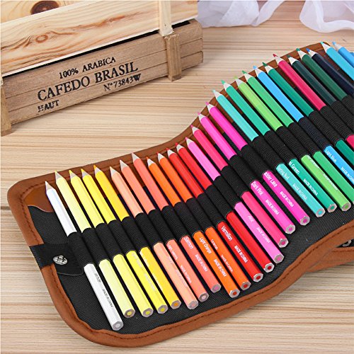 Intsun 50 Colored Pencils Set, Color Pencils Drawing Kit With Portable Roll-Up Canvas Bag Ideal For Adults, Artists, Sketchers & Children (Pouch Bag, Colored Pencils And Sharpener Included) #TOP1