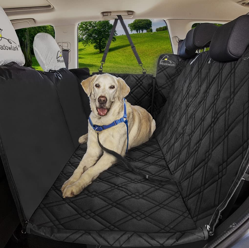 Meadowlark Dog Seat Covers Unique Design & Entire Car Protection-Doors,Headrests & Backseat. Extra Durable Zippered Side Flap, Waterproof Pet Seat Cover + Seat Belt & 2 Headrest Protectors as a Gift : Pet Supplies