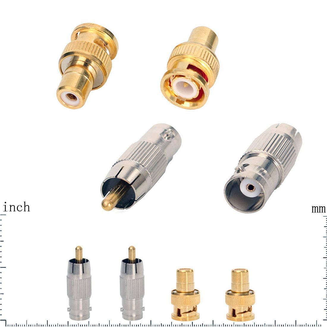 Amazon | 黄銅金メッキ 同軸 変換アダプタ BNCオス⇔RCAメス・BNCメス