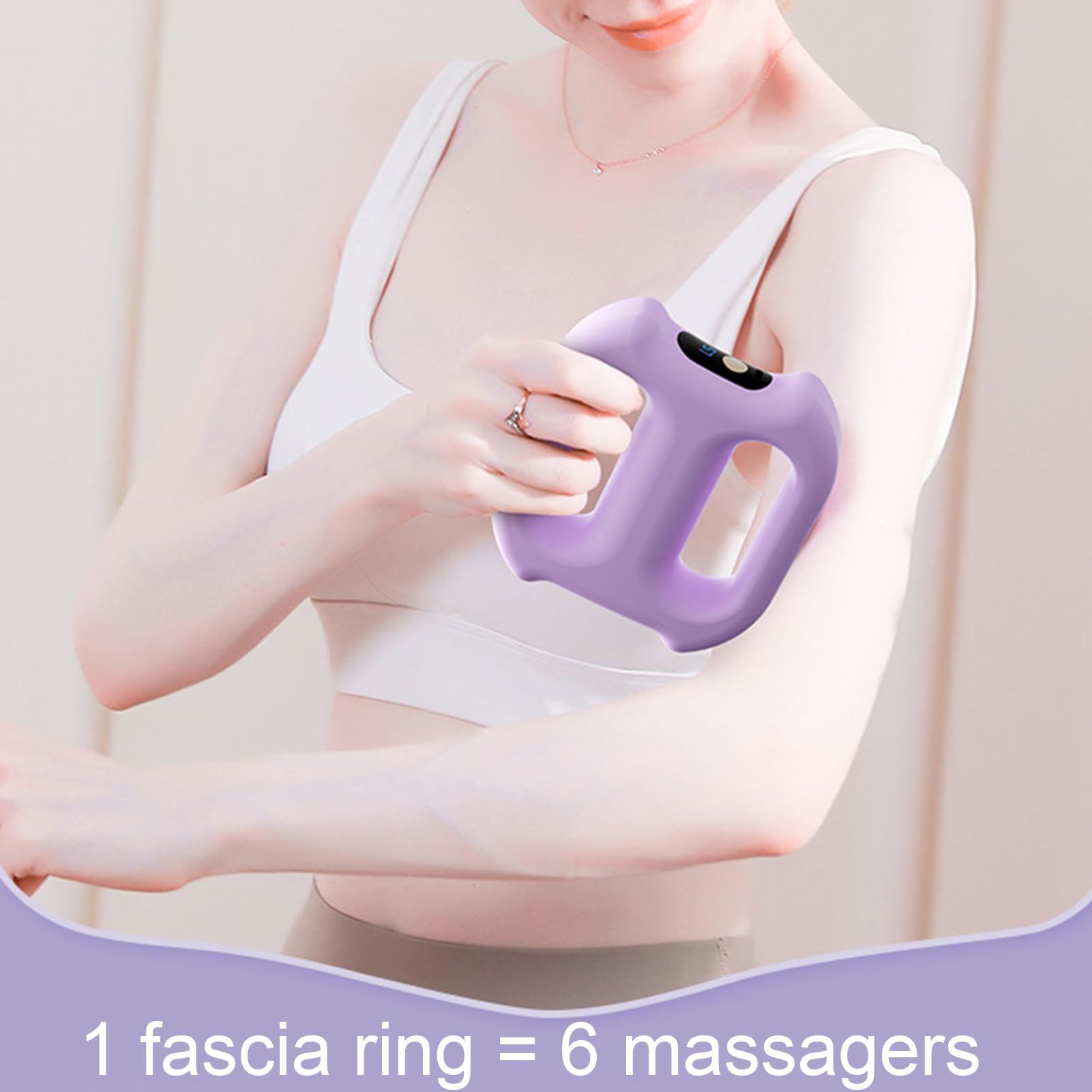 Massage Ring, Fascia Roller, 5 Speed Deep Tissue Release Tool with Cordless Design and Belt, Muscle Relaxation Massager 5.51x5.31x1.57 Inches for Legs Thighs Belly, Runners Athletes Gym Recovery