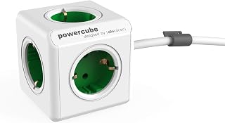 Allocacoc 1306GN/DEEXPC PowerCube Extended, 5X Steckdose und Verteiler, 230V Schuko weiß/grün 8718444085539