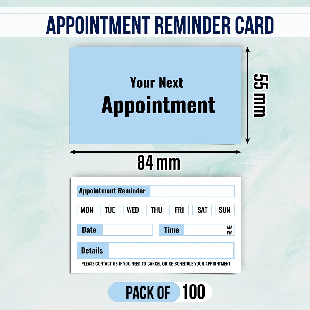 Pack of 100 Beauty Appointment Cards Hairdressing (84 x 55 mm) Client Reminder Cards for Grooming Massage Makeup Artist - Image 2