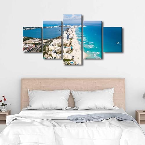 Vista 194 de TUMOVO 5 paneles de arte de pared de volcán en México, impresión sobre lienzo, paisajes naturales, cuadros para dormitorio, decoración del hogar