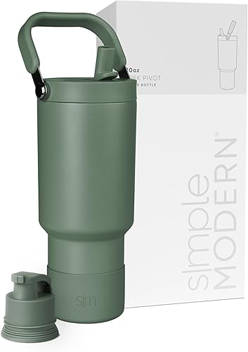 Miniatura 36 de Simple Modern Trek Pivot | Vaso con tapa abatible y popote de 30oz con asa | Botella de agua y bota | Popotes y tapas de chupito intercambiables |